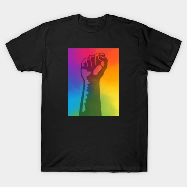 Rainbow Fist design lgbt gay pride T-Shirt by Katebi Designs